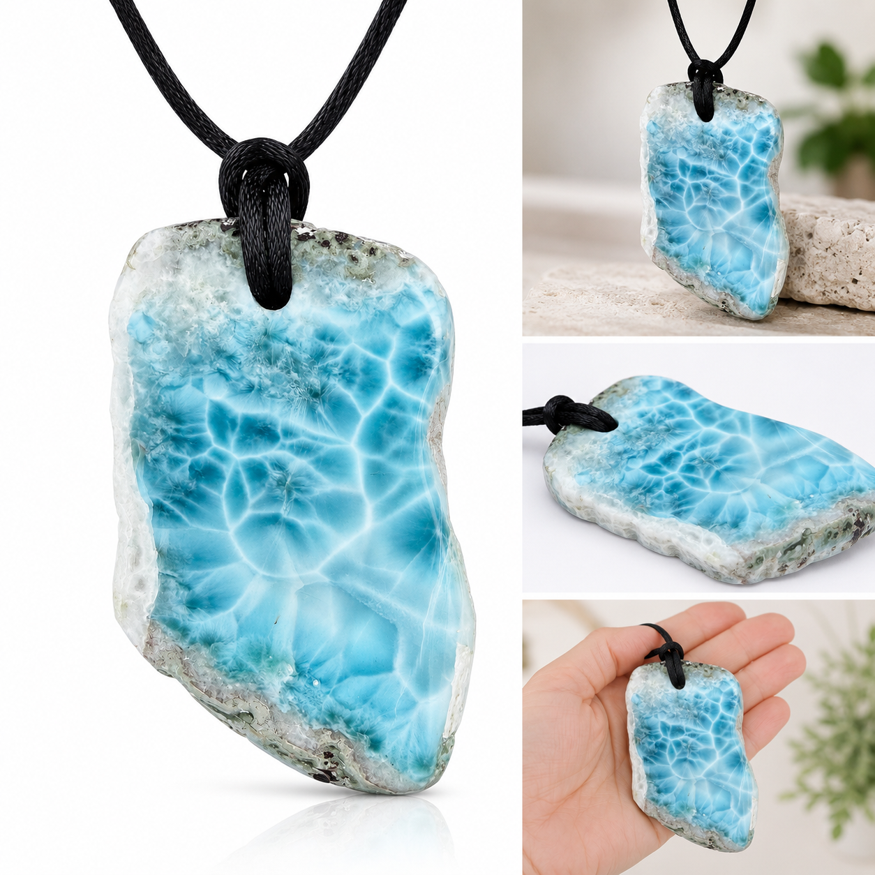 Larimar slab pendant