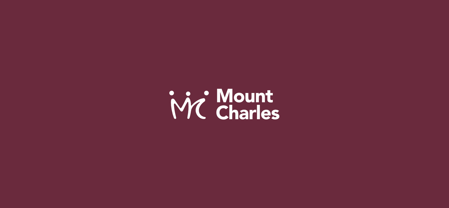 The Mount Charles logo on a maroon background.