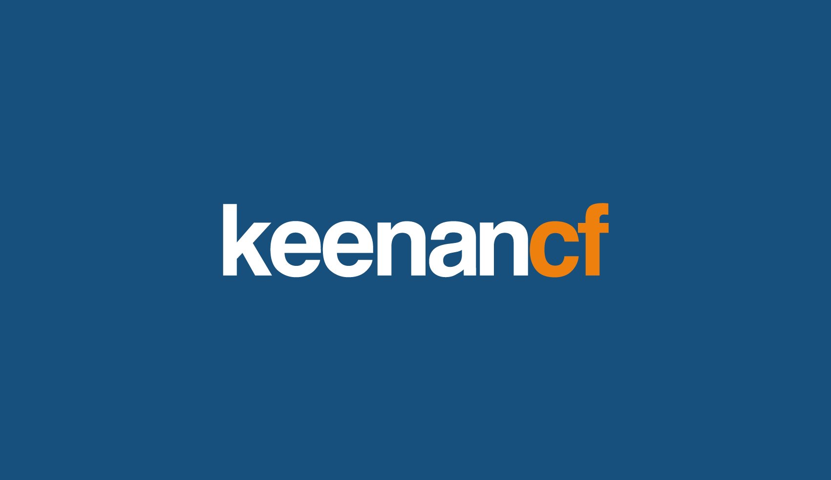 Keenan CF logo on a blue background, with "keenan" in white and "cf" in orange.
