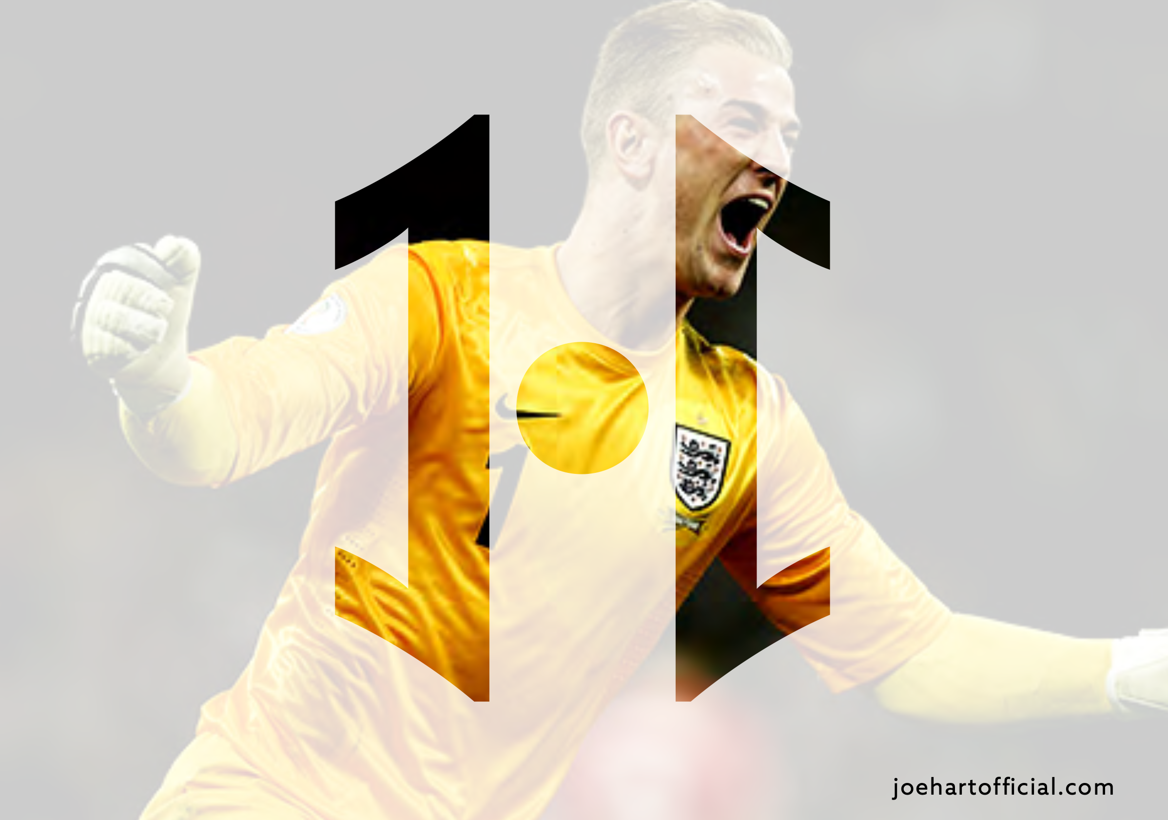 A soccer player in a yellow England national team jersey, celebrating with a clenched fist and an expression of joy and excitement.