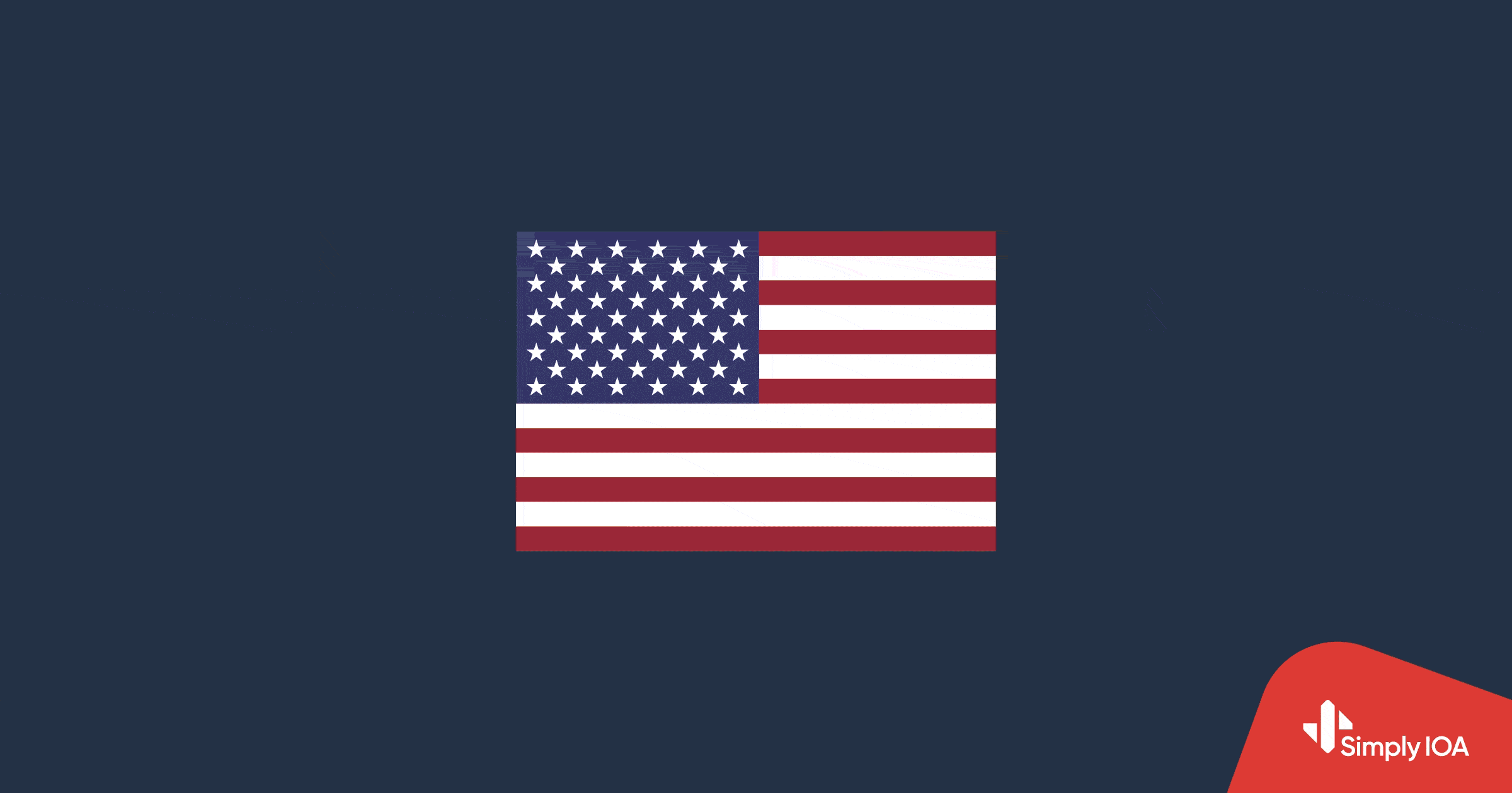 Animated American flag waving on a dark blue background with the Simply IOA logo in the bottom right corner.
