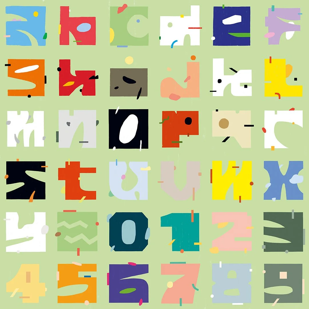 36 Days of Type: All on green background.