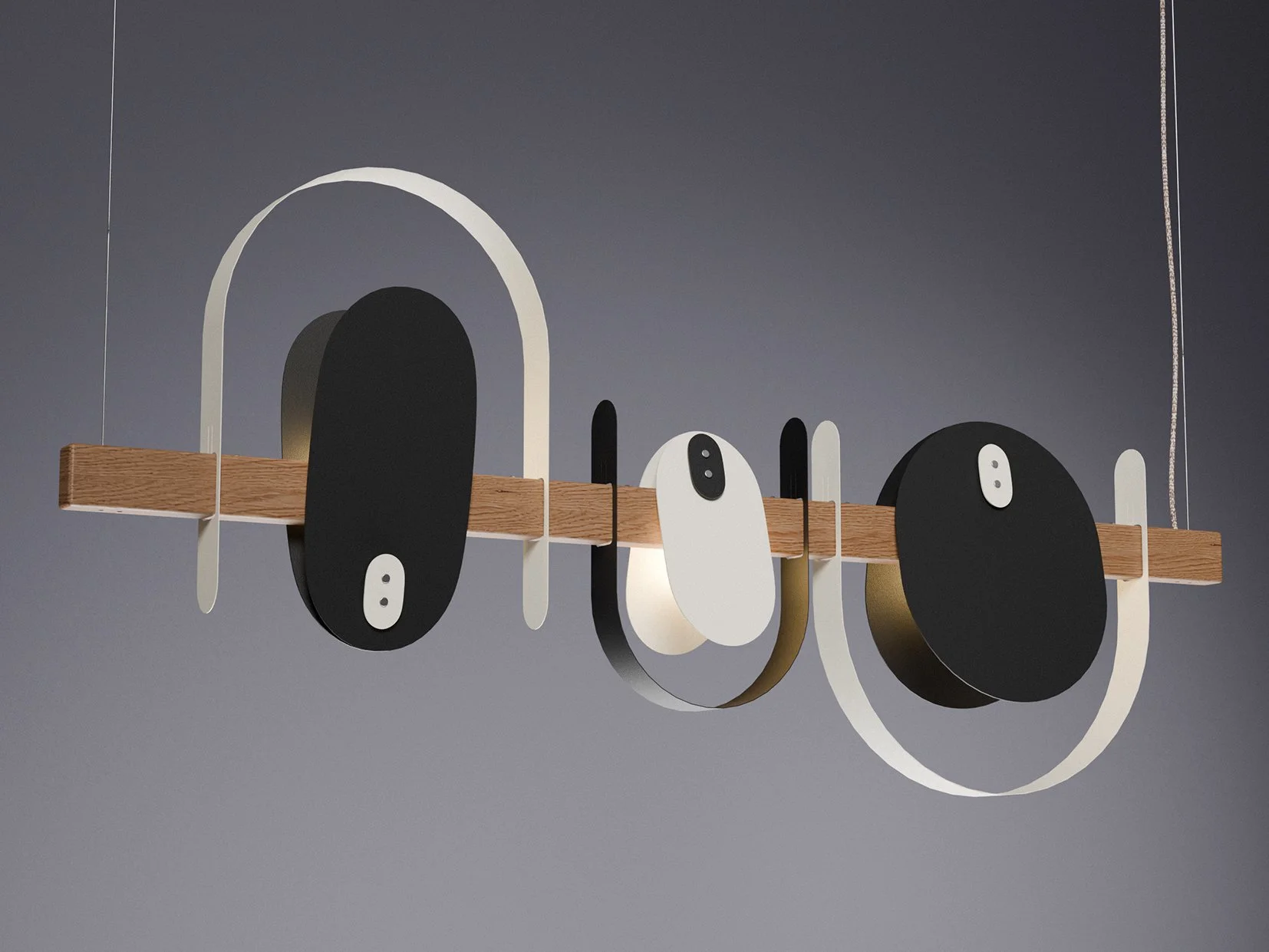 Sine Lamp in Black and cream