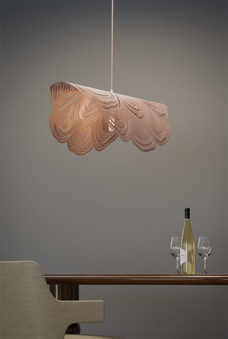 Lacewing pendant lamp over dining table