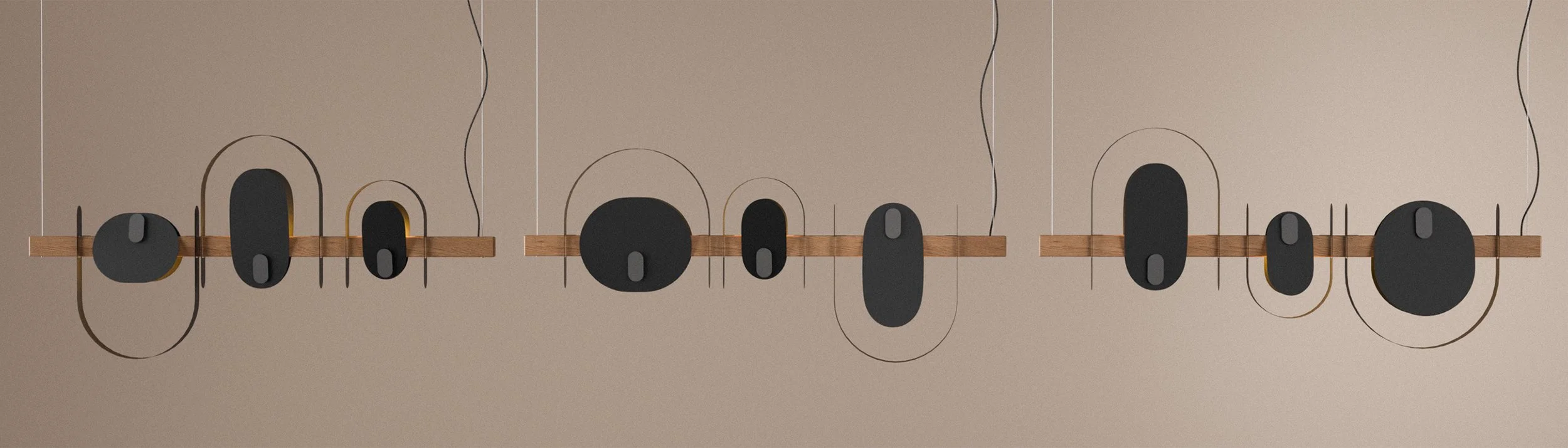Sine set of three black