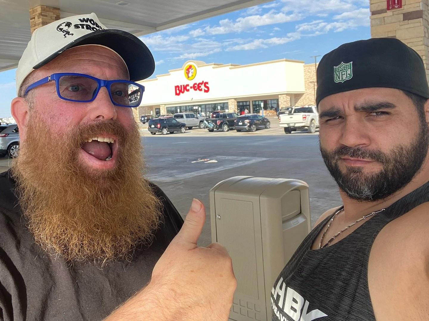 We&rsquo;re at a Buc-ee&rsquo;s. That automatically means we are 87.5% cooler than you at a minimum. @3mfitness and @rhodes.collin are so cool you can&rsquo;t see them. #skullsmash