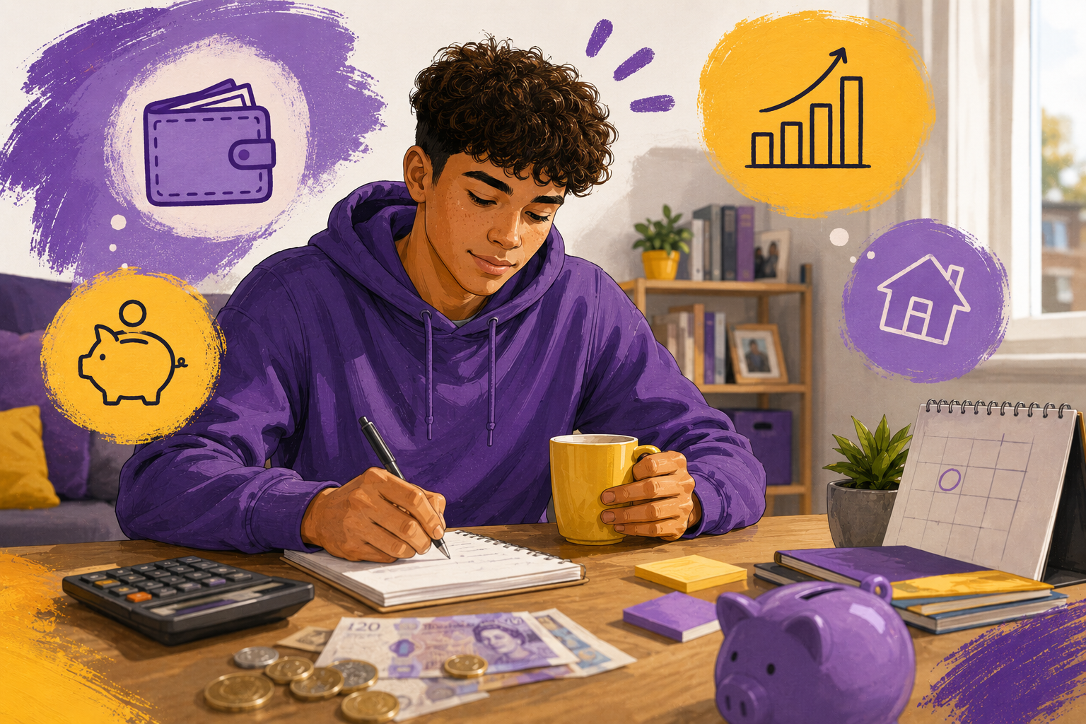 male doing finances