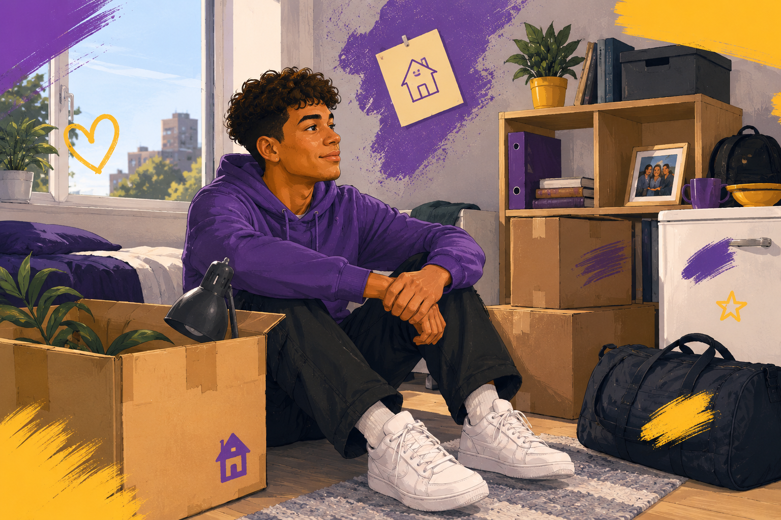 boy sitting on floor in own home