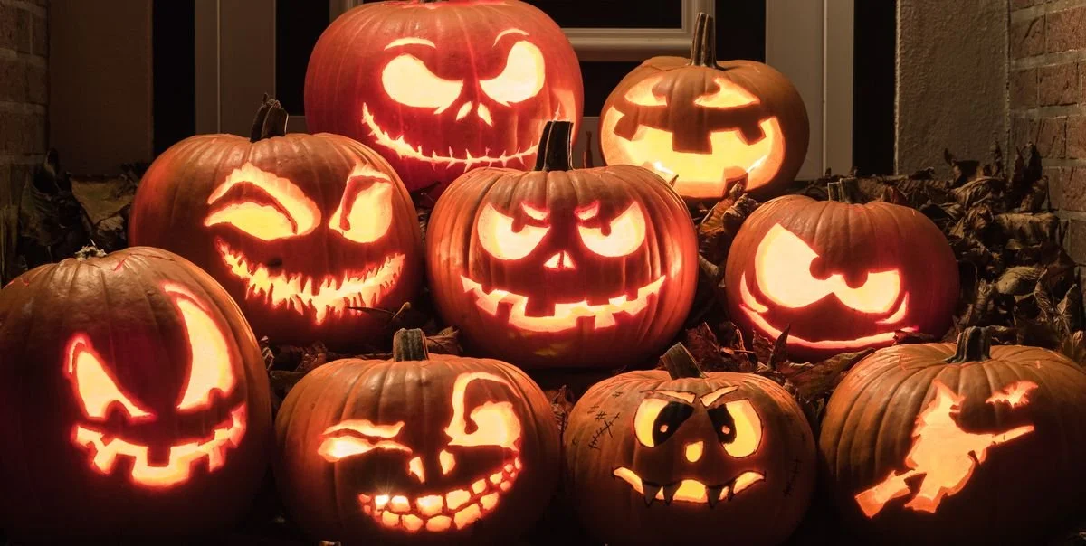 pumpkins with spooky faces