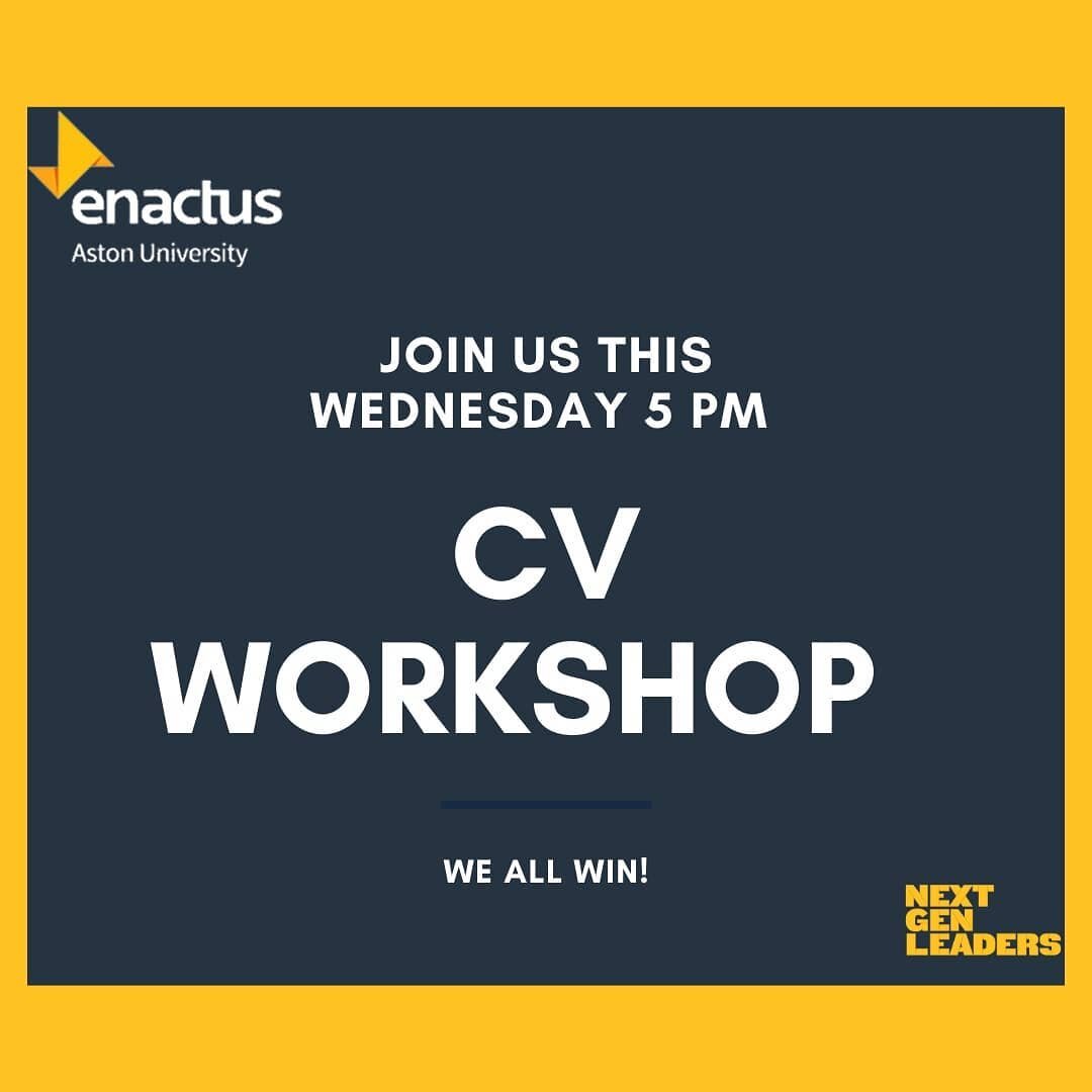 Need help with your CV? We are happy to announce there there will be a cv workshop this week!

 Join us on Google meet this Wednesday July 14, from 5pm to 6 pm. 

Join by phone +44 203957 2164 (Pin: 243127118) 
@enactusuk
enactusaston #enactusuk #ena