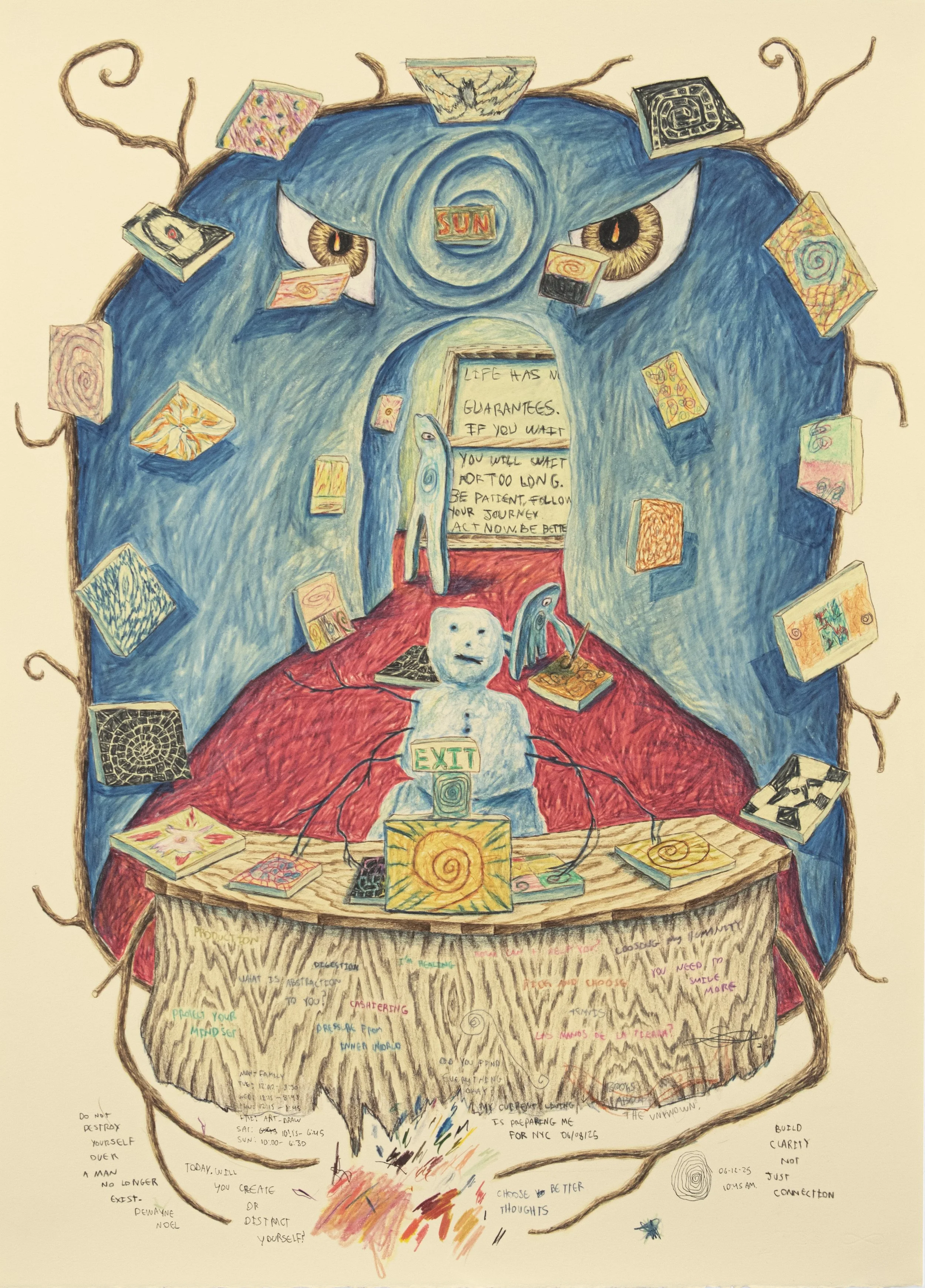 "Nothing Is Guaranteed " 2025, Colored pencil on paper, 26 x 19 in/ 66 x 48 cm