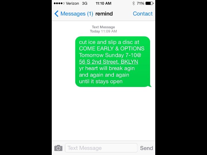 Reminder text to Patrons