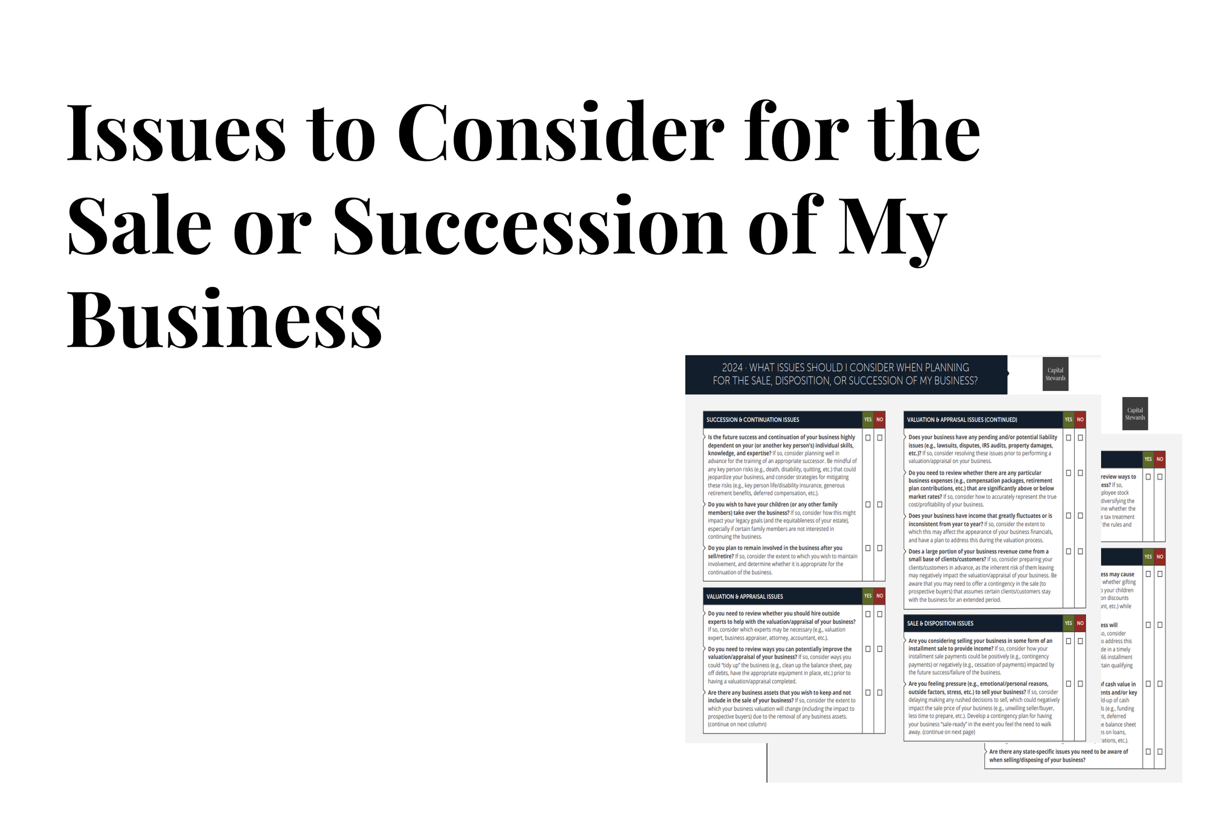 Checklist for Business Owners: Selling and Succession Planning