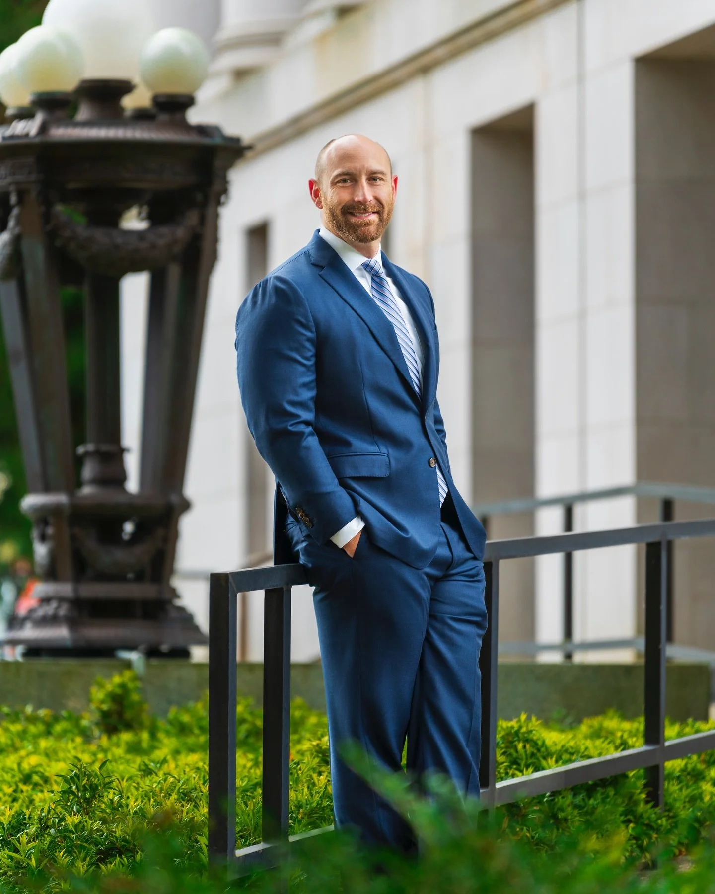 Natural light portraits at the Washington State Capitol Campus. Portraits don&rsquo;t have to be complicated or expensive. For this shoot we identified his suit color, a desired location, and a time of day that has great light (closer to sunrise/suns