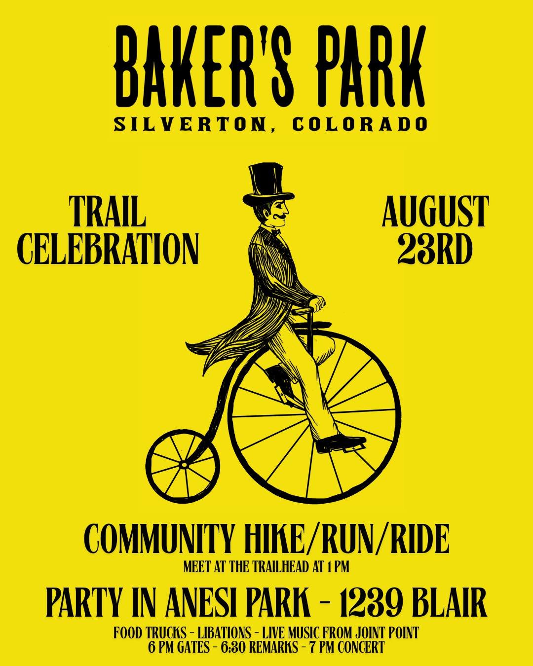 Hit the Trail, Then Hit the Dance Floor! Join us Saturday, August 23 for the grand opening of the Baker&rsquo;s Park Trail System! 🚶&zwj;♀️🏃&zwj;♂️🚴&zwj;♀️ Meet at the trailhead at 1 PM for an all-ages group hike/run/ride, then head to Anesi Park 