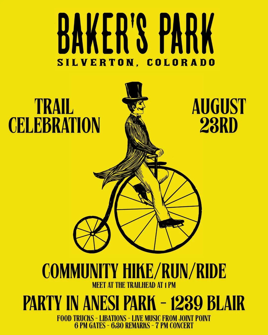 Hit the Trail, Then Hit the Dance Floor! Join us Saturday, August 23 for the grand opening of the Baker&rsquo;s Park Trail System! 🚶&zwj;♀️🏃&zwj;♂️🚴&zwj;♀️ Meet at the trailhead at 1 PM for an all-ages group hike/run/ride, then head to Anesi Park 
