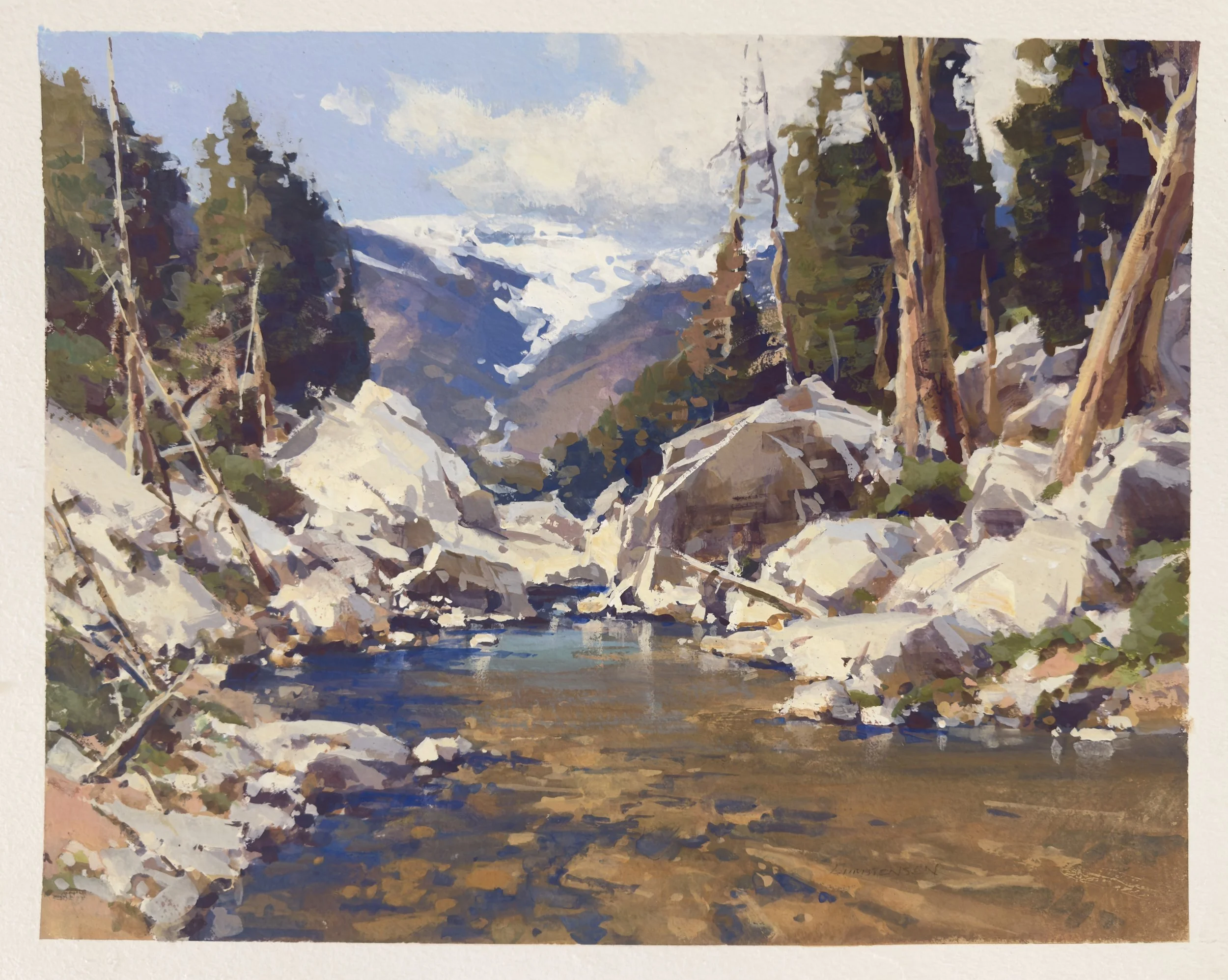 #32 High mountain lake outlet 23x27 unframed.jpeg