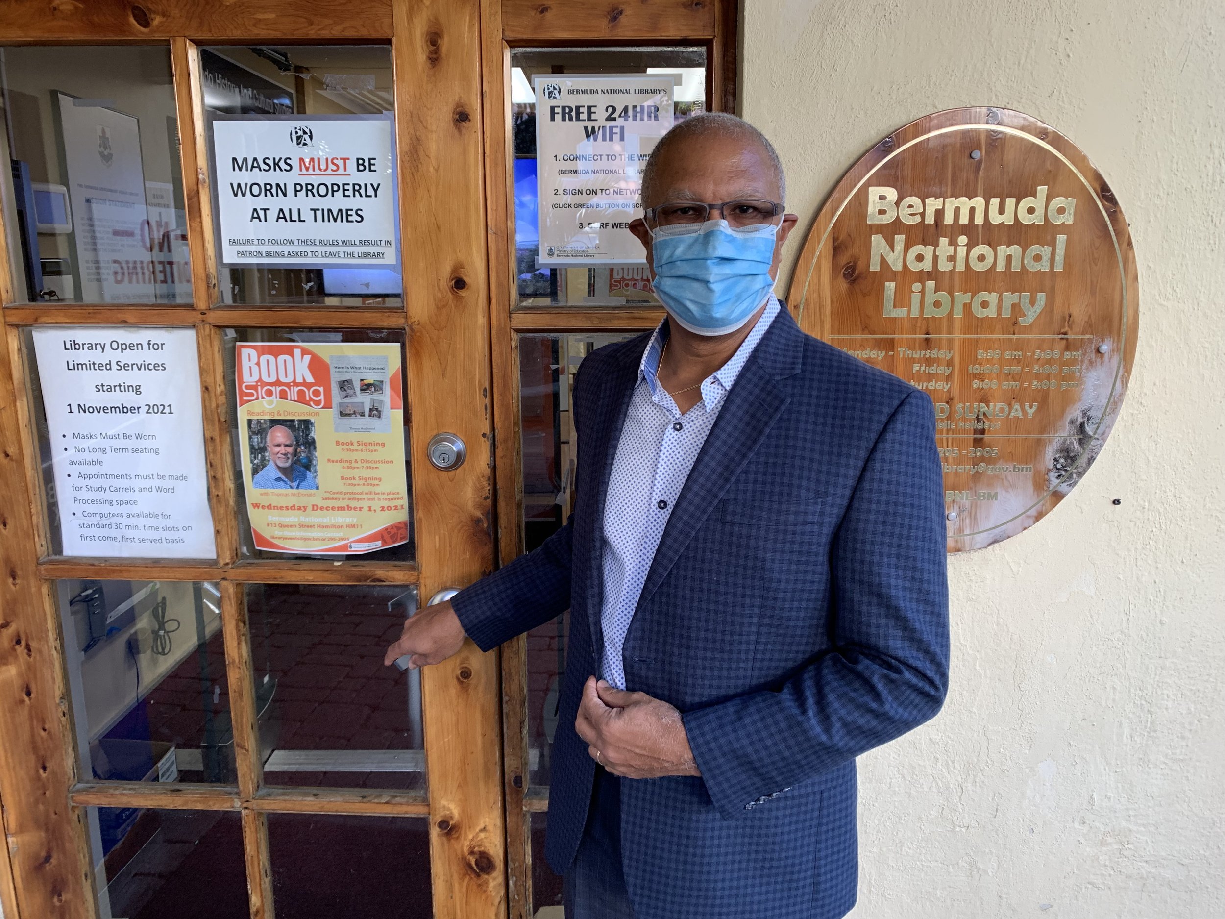 TMD enters the Bermuda Library for the book signing Dec 1, 2021.jpeg