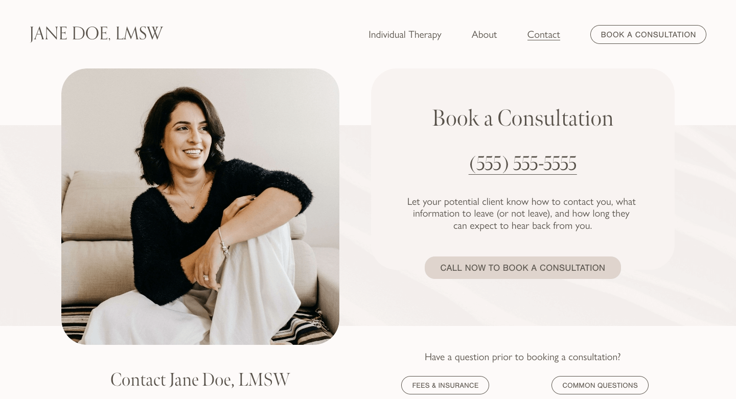 Contact / Book A Consultation Page