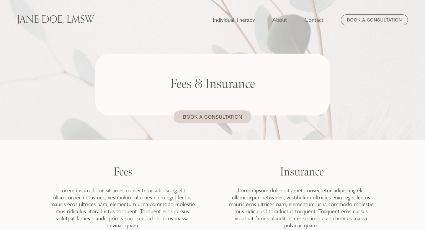Fees &amp; Insurance page