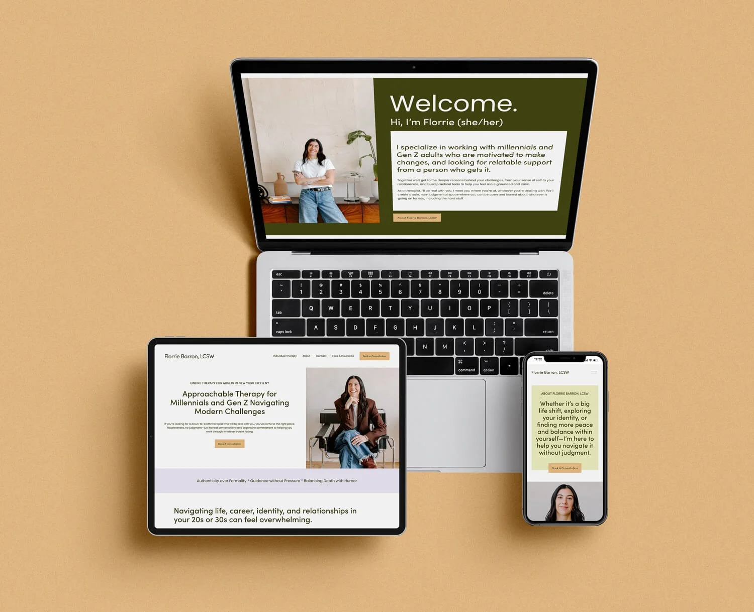 therapist website design on different devices