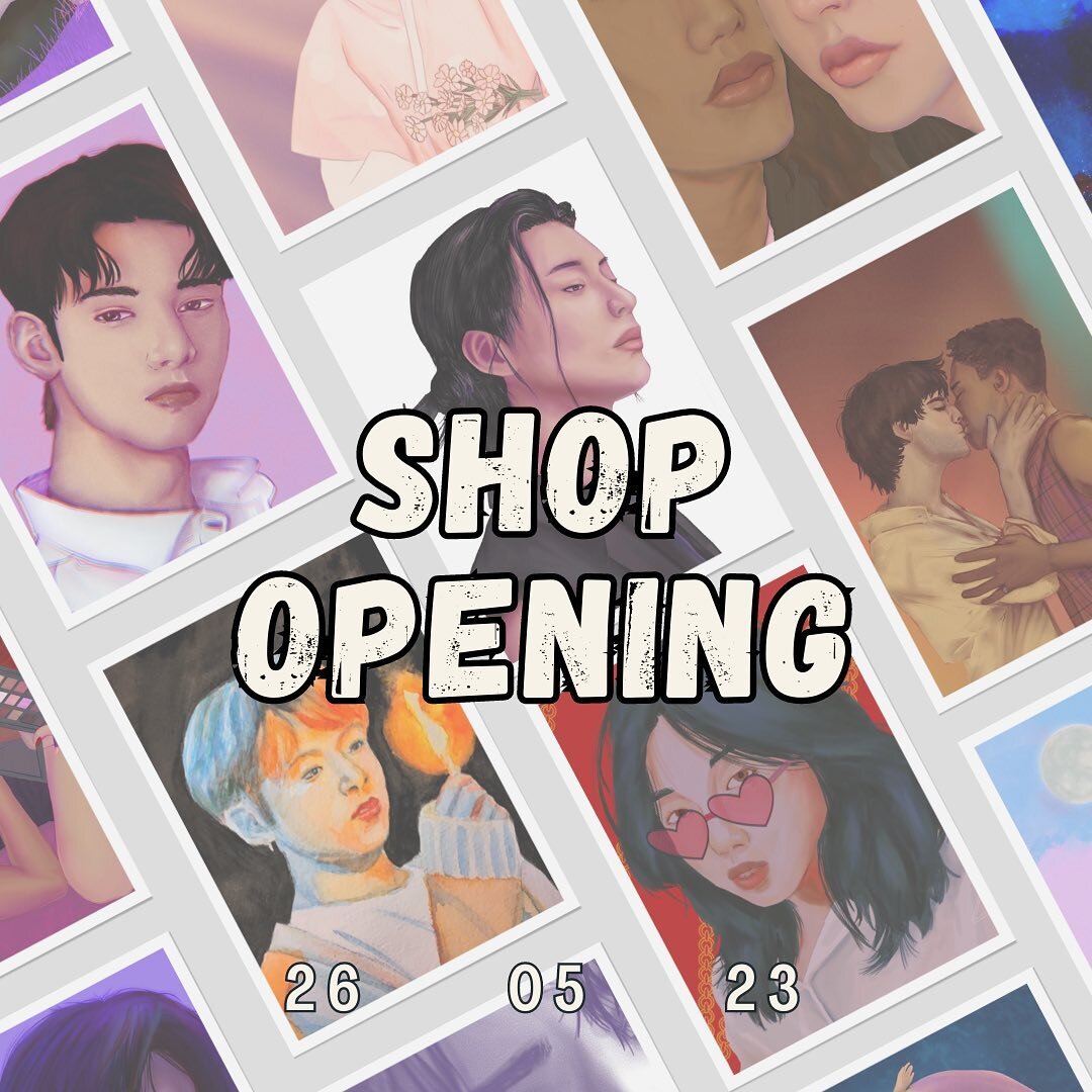 SURPRISE! My new shop will be opening on my website in less than two weeks! I&rsquo;ll be including prints of my work over the past three years, including art featuring BTS, Shinee, TXT, Shadow and Bone and my own characters. 

I hope you&rsquo;ll be