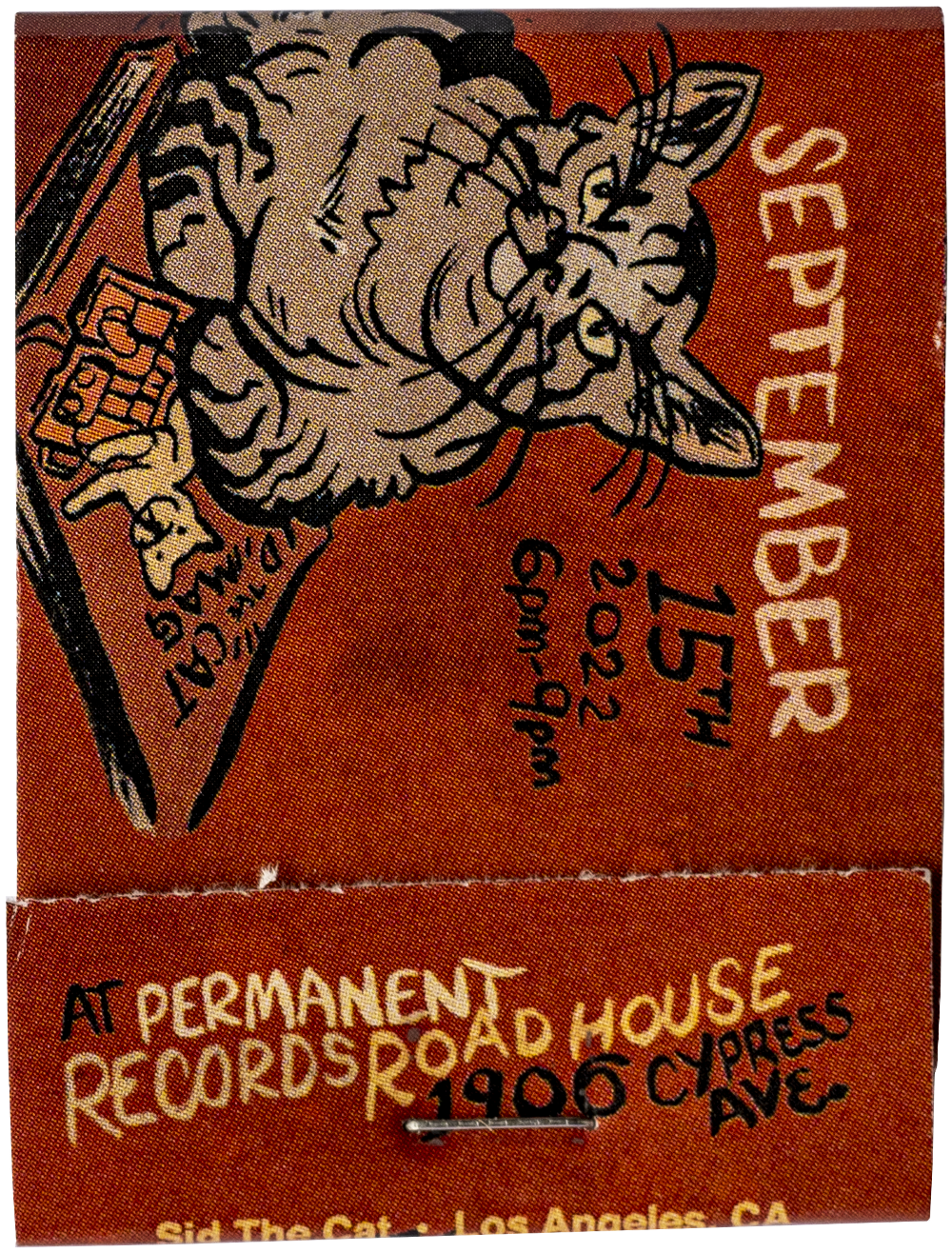 Sid The Cat Launch Party Matchbook