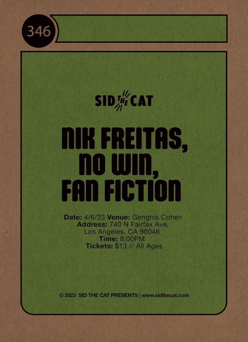 346 Nik Freitas, Now Win, Fan Fiction back