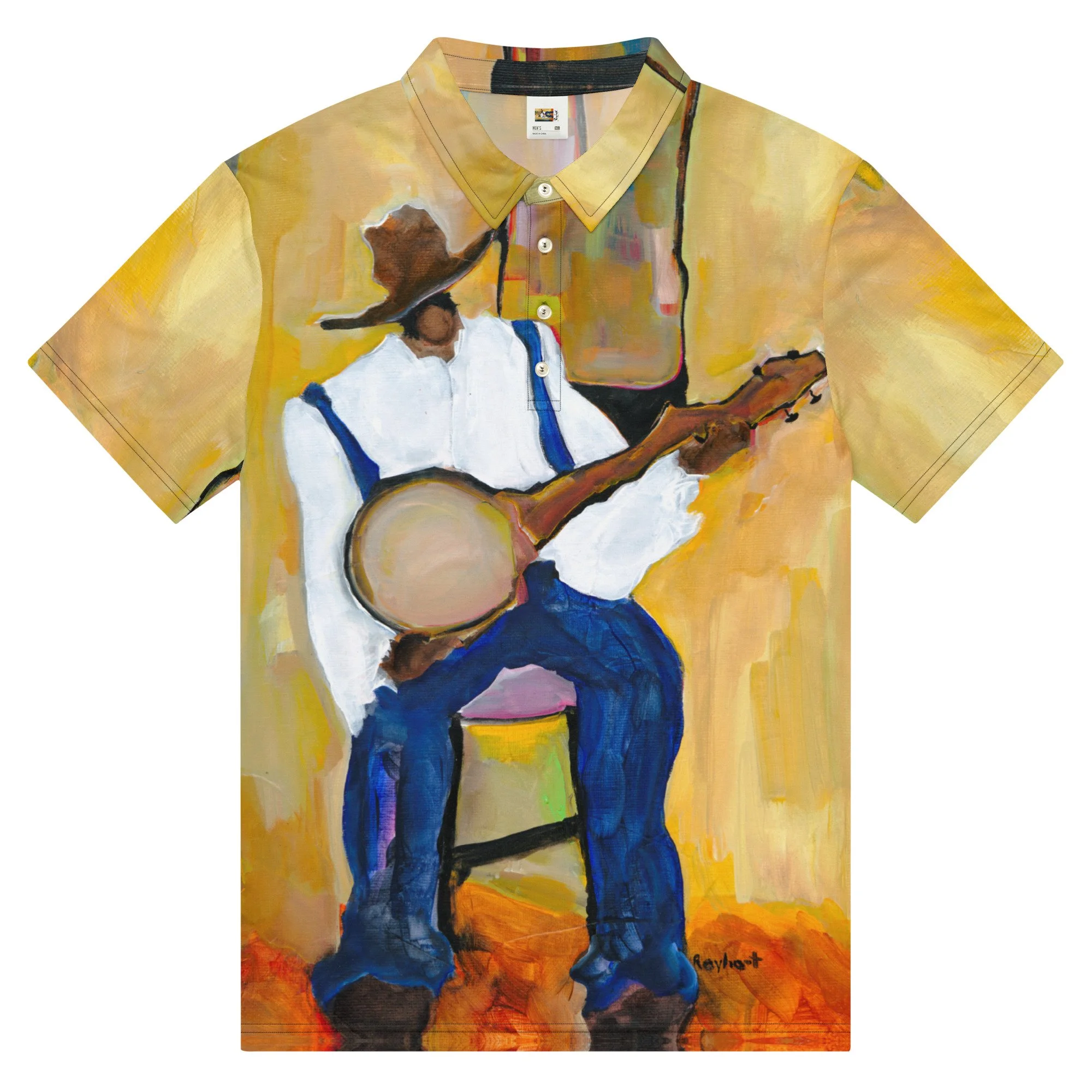 "Passing Time" Men's All-Over Print Slim Fit Polo Shirt