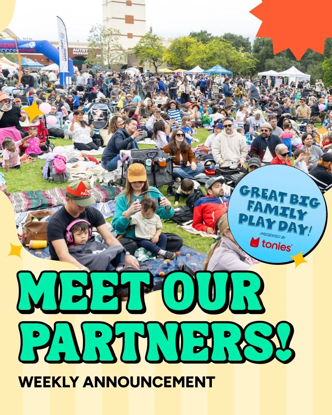 🎉 Partner reveals are HERE! 🎉

We&rsquo;re so excited to start sharing the incredible brands, partners, and performers who will be joining us at the 11th Annual @greatbigfamilyplayday (presented by @tonies.us)! 🎶🎁🎡🧸✨  First up, check out some o