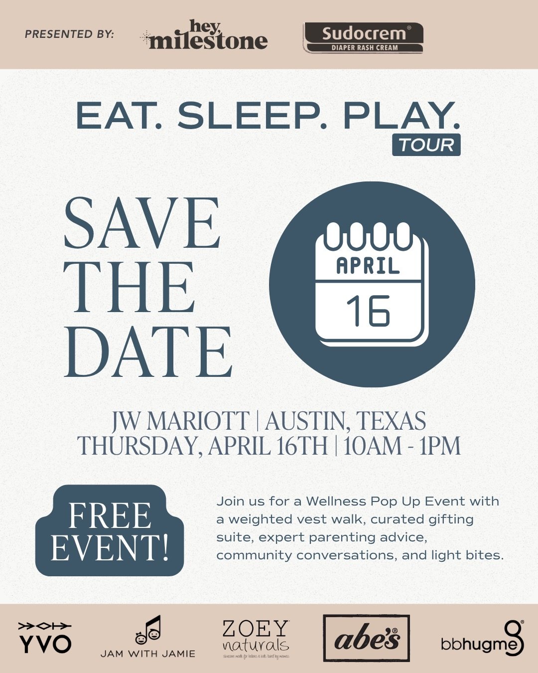 🎤✨ Austin moms, this one&rsquo;s for you&hellip;

Join us for a FREE Wellness Pop-Up on Thursday, April 16th in partnership with @eatsleepplaytour featuring an incredible lineup of wellness and parenting experts sharing real, actionable advice you c