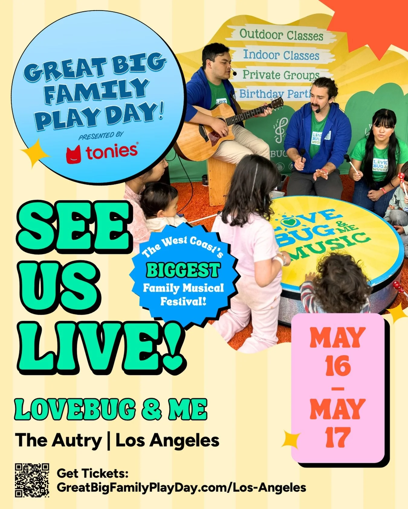 🎶🐞 Get ready to sing, dance, and play with @lovebugandmemusic! 🐞🎶

Catch LoveBug &amp; Me for one incredible performance on the Main Stage at @greatbigfamilyplayday (presented by @tonies.us), only on Sunday, May 17th @ 9:30am!

🎟️ Be sure to gra