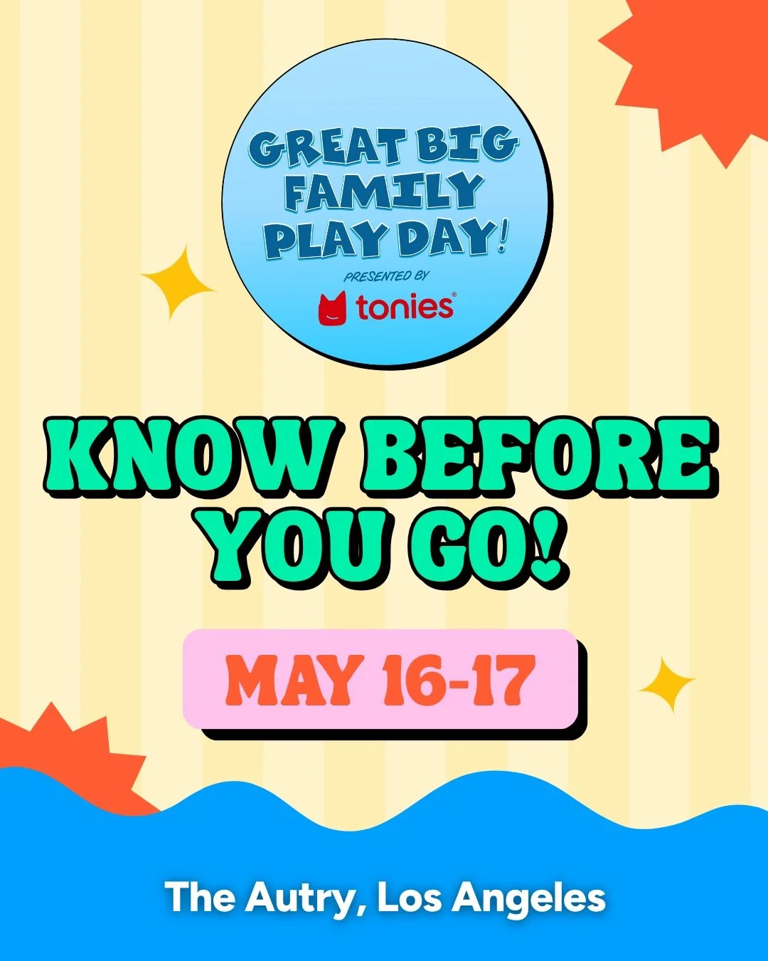 🎉🚨 ONE DAY TO GO + your official KNOW BEFORE YOU GO guide for @greatbigfamilyplayday presented by @tonies.us! 🚨🎉

Tomorrow, Los Angeles officially turns into the ultimate weekend of music, movement, creativity, and nonstop family fun for TWO DAYS
