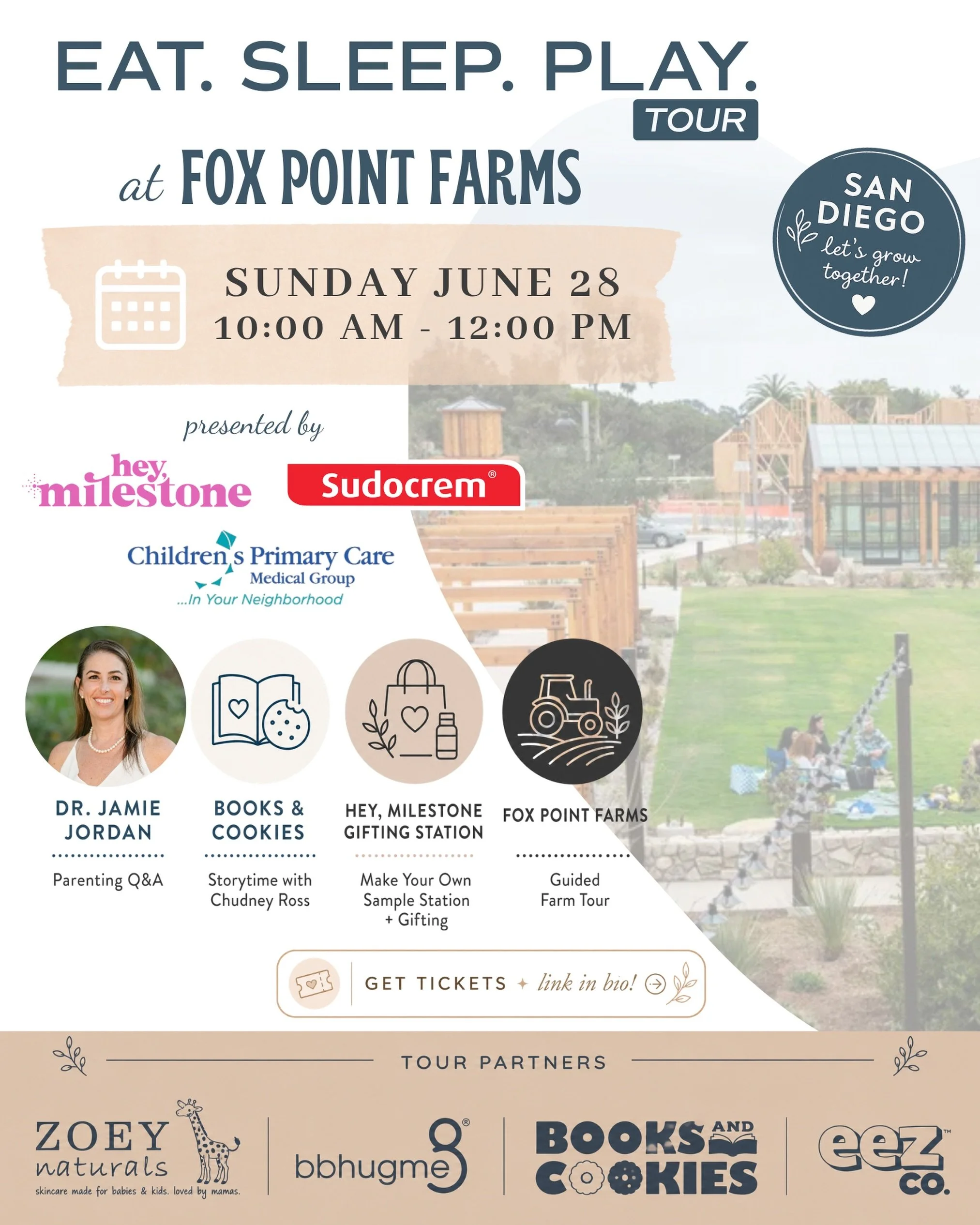 San Diego parents&hellip; our FREE wellness pop-up tour is heading to you! 🌟

Join us for a special edition of the @eatsleepplaytour on June 28th at the beautiful @foxpointfarms for a morning of community, connection, expert advice, and family fun.
