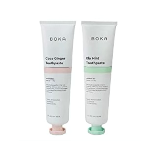 Set of 2 Boka Toothpaste in Ela Mint and Coco Ginger - with Nano-Hydroxyapatite for Remineralization and Sensitivity | Fluoride Free #AD