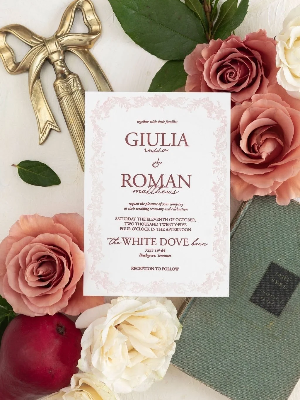 Another new semi-custom suite to make its debut, the Messina invitation combines subtle, romantic florals with timeless typography. My intention with the new suites is to bring more letterpress touches to the collection, while keeping with my soft, r