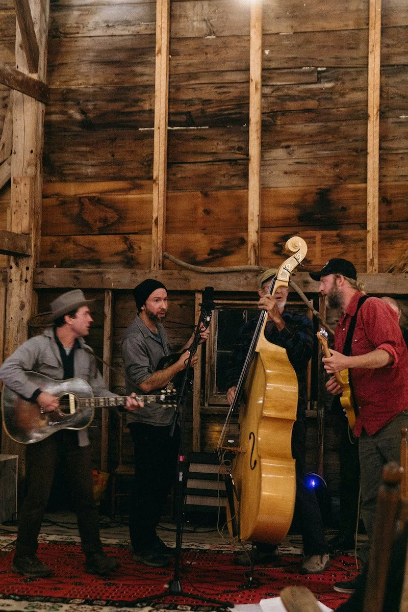 band in wedding barn