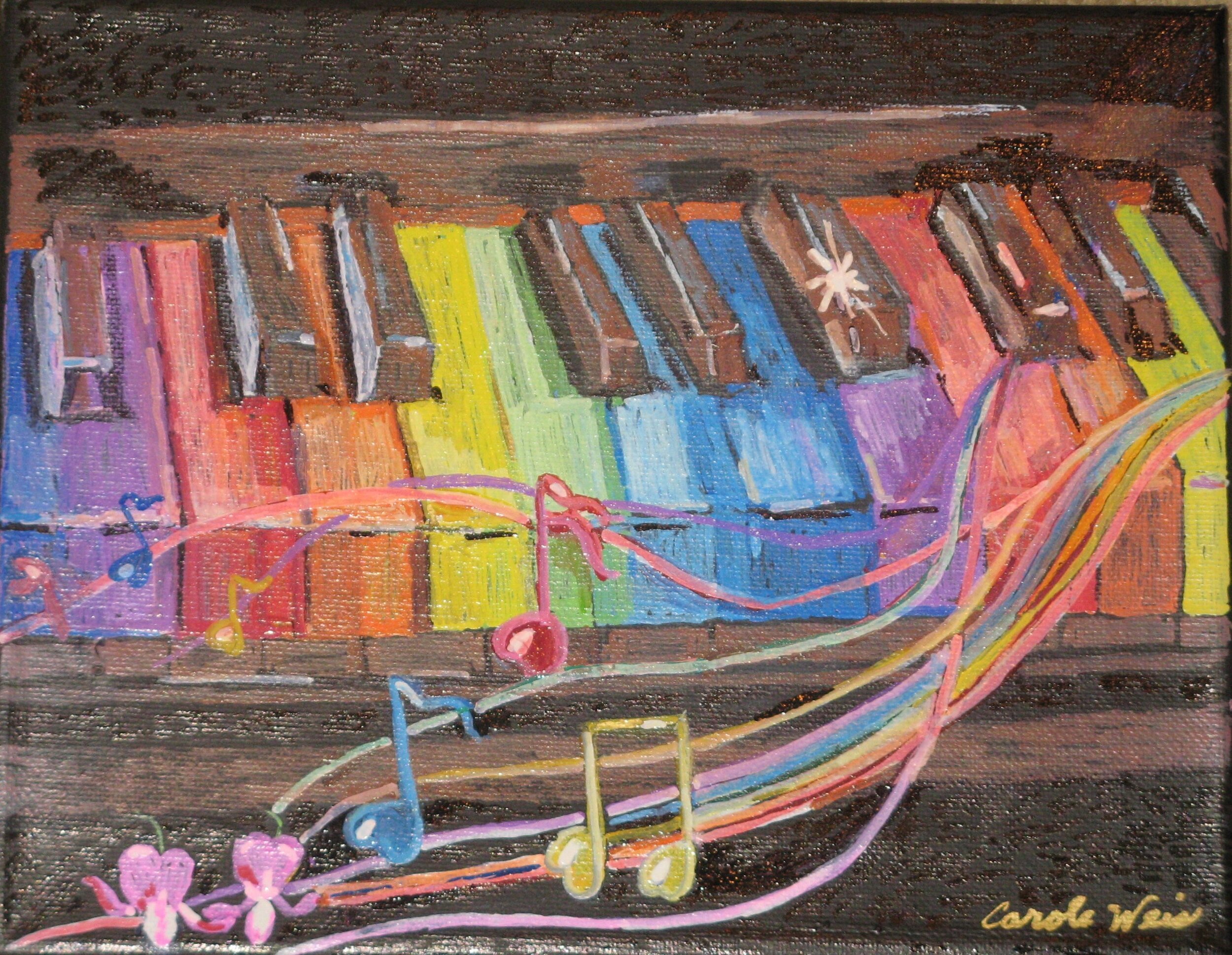 2014 Aug, Rainbow Piano, 8x10, Oil.JPG