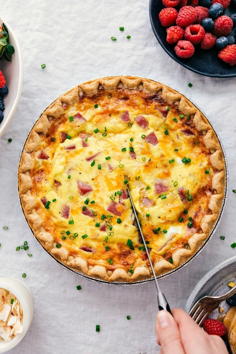Smoked uncured ham and aged cheddar quiche