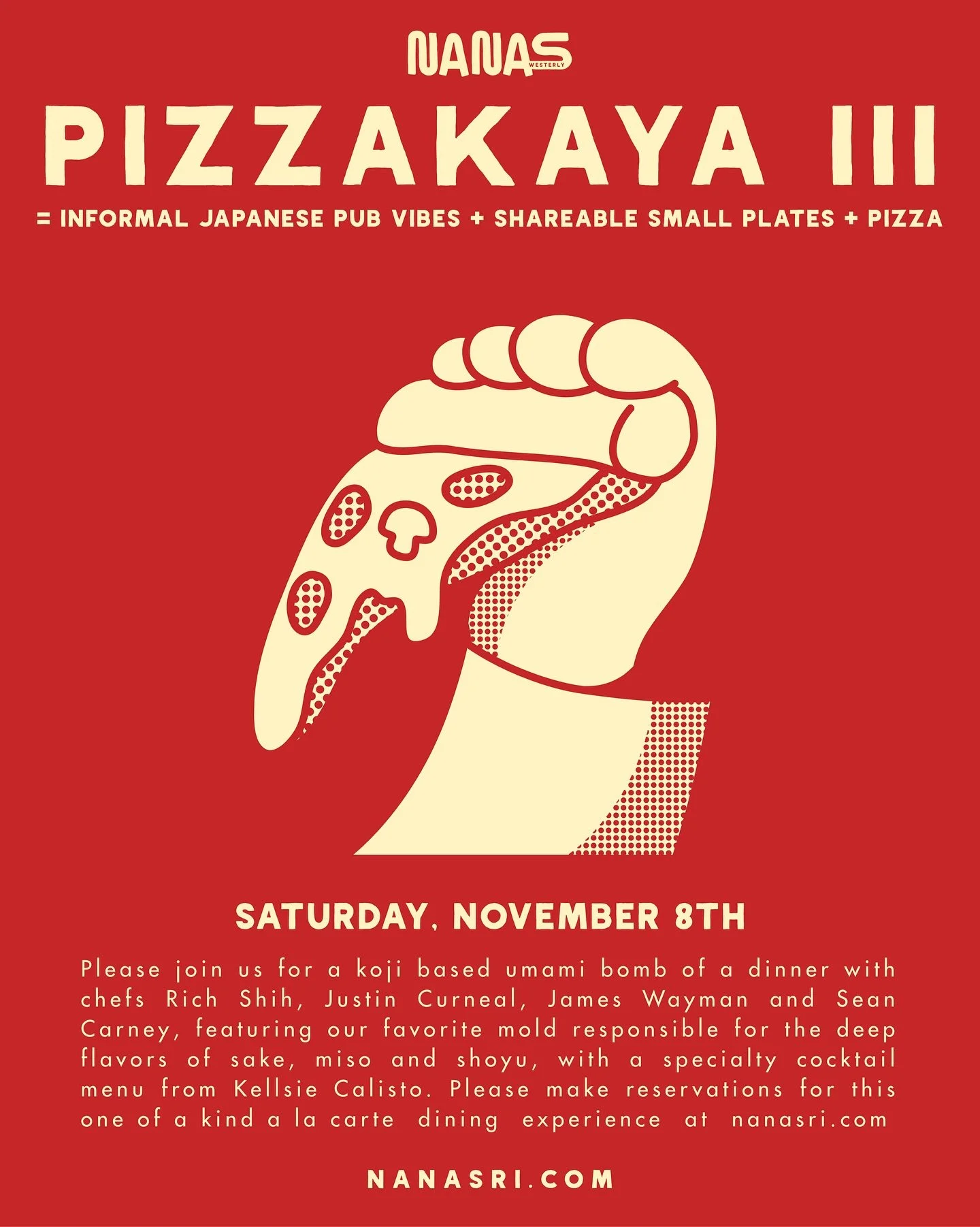 Pizzakaya III is happening on Saturday, November 9th! 🍕 What is pizzakaya you ask? It&rsquo;s where Japanese pub vibes with drinks + shareable small plates meet pizza&hellip; pizzakaya! 

Join us for a koji based umami bomb of a dinner, with chefs R
