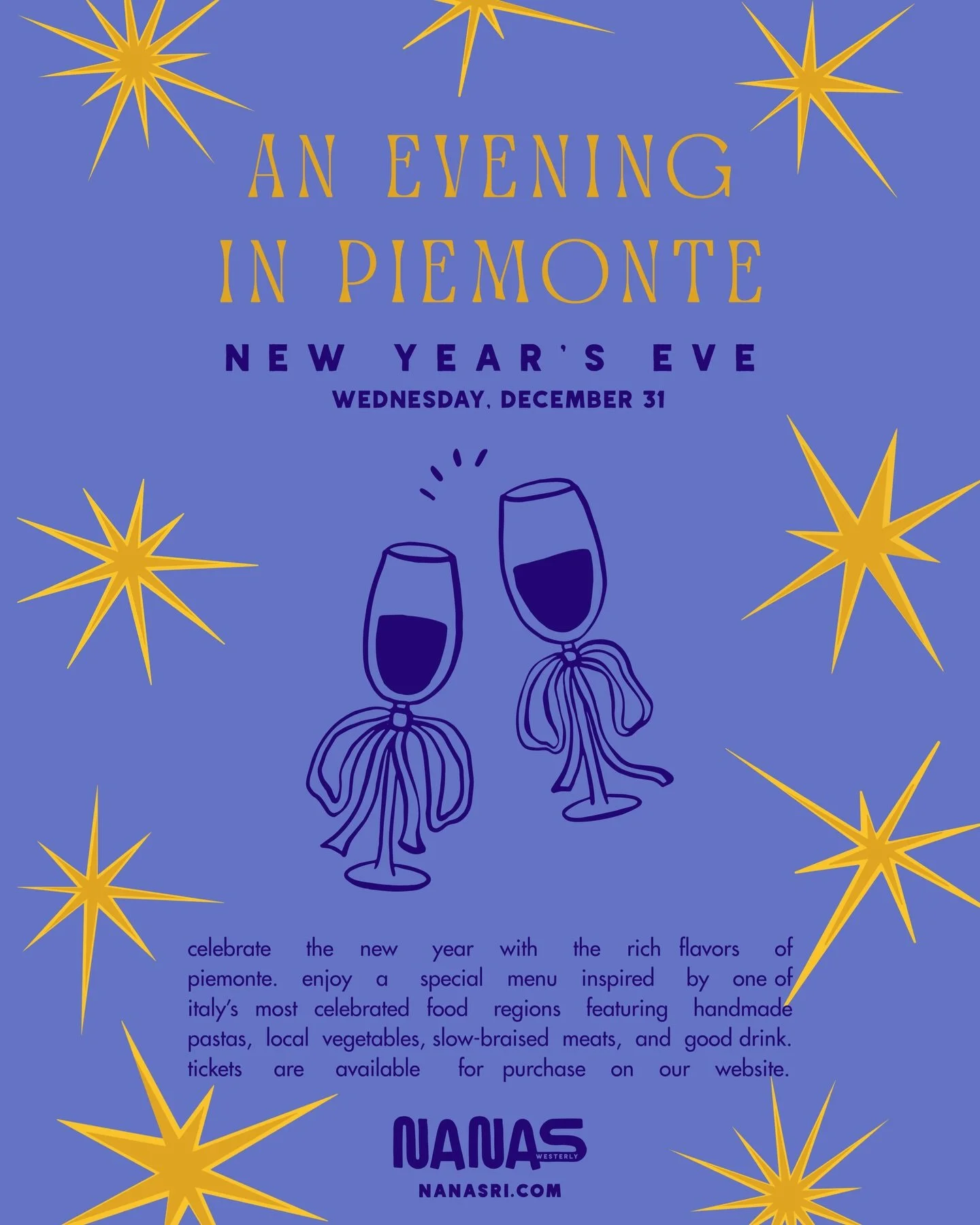 Join us for a New Year&rsquo;s Eve feast! 🌟

Enjoy a 4 course prix fix menu by our Chef Justin Curneal. Inspired by handmade pastas, slow braised meats, mushrooms, lots of chocolate and of course, koji!

Featuring a specialty cocktail menu and natur