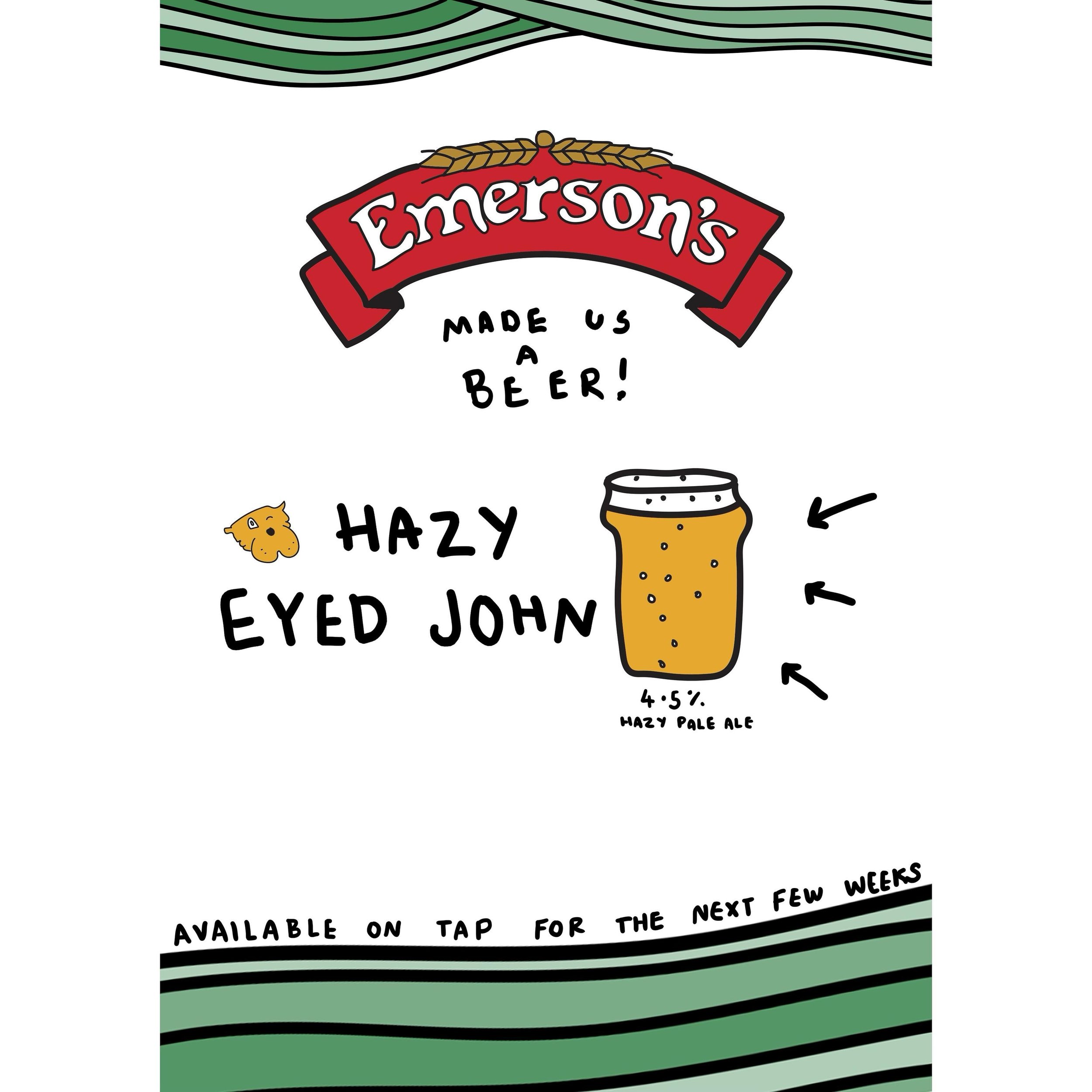 happy birthday to us and you from @emersonsbrewery 

they&rsquo;ve made us a beer! the hazy eyed John, named after our our best boy 

come try a pint this weekend 🐕🍻