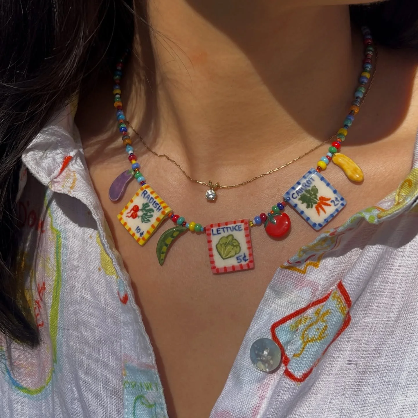 Sorry can&rsquo;t talk, we&rsquo;re busy manifesting a plentiful garden for this summer season 🫜🥬🥕
Find these necklaces in my April 30th drop, at 6 pm eastern time- getting this load of work done threw me a lot of curveballs and I&rsquo;m SO excit