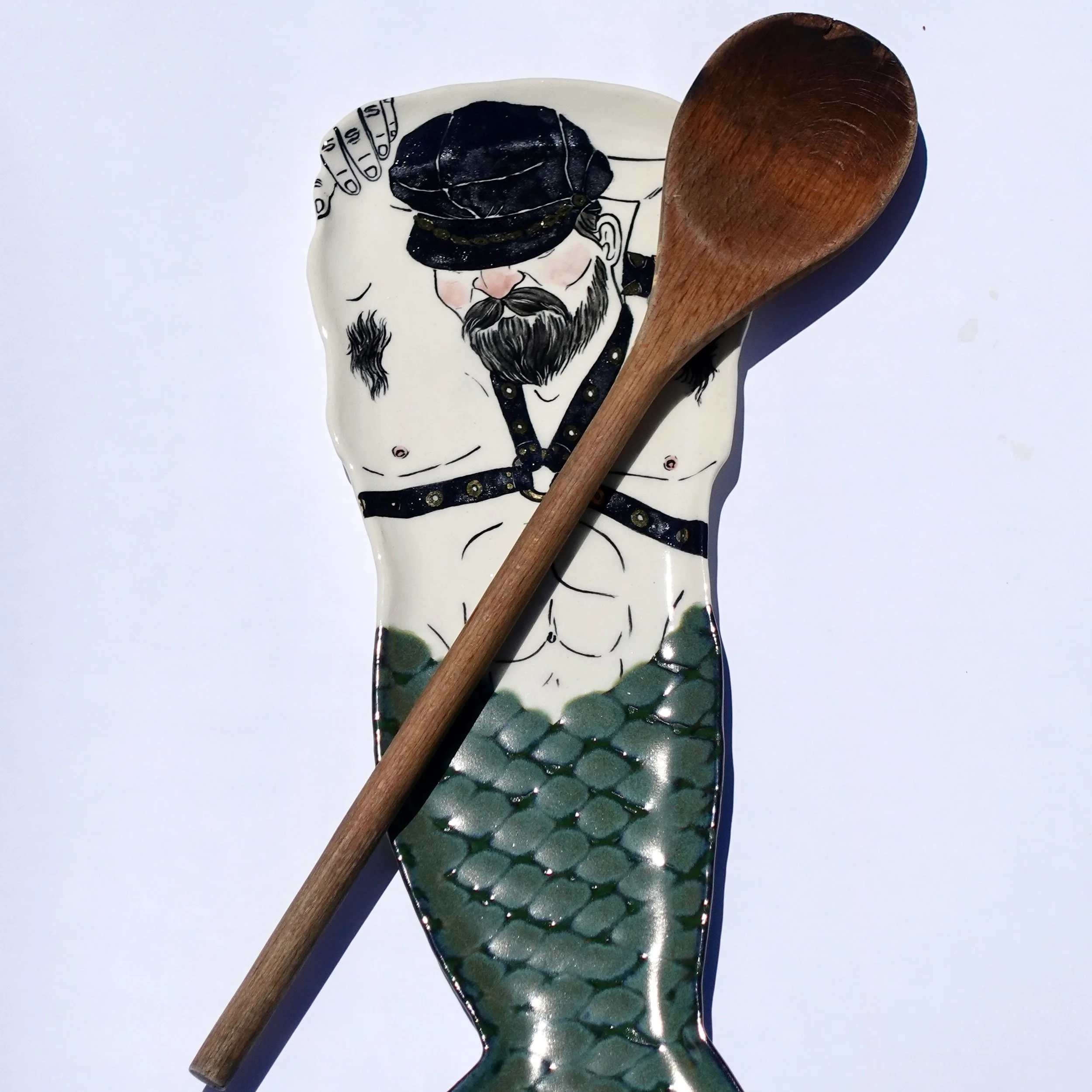 Leather merdaddy spoon rest