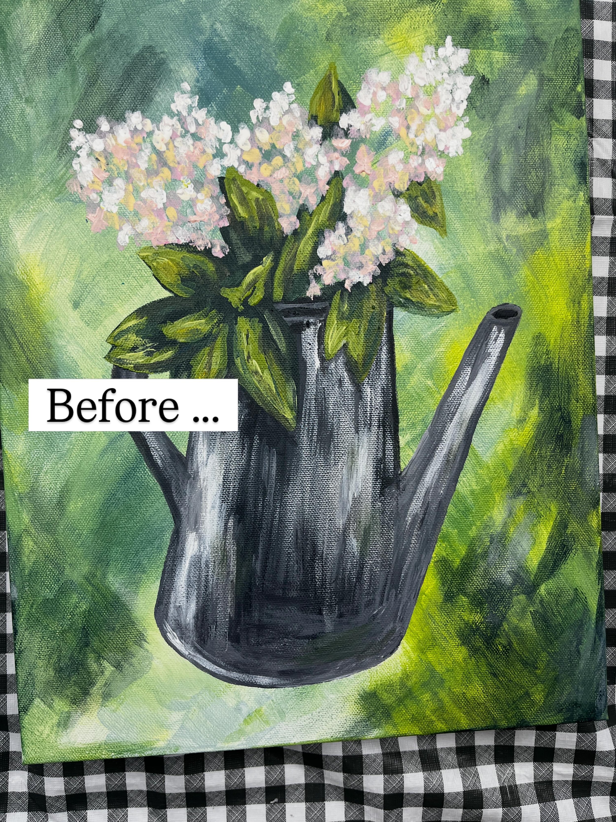 Comment PAINT to paint this too! I&rsquo;ll send this free tutorial of painting hydrangeas at the end of the month! 

#hydrangeapainting #canvaspainting #acrylicpainting