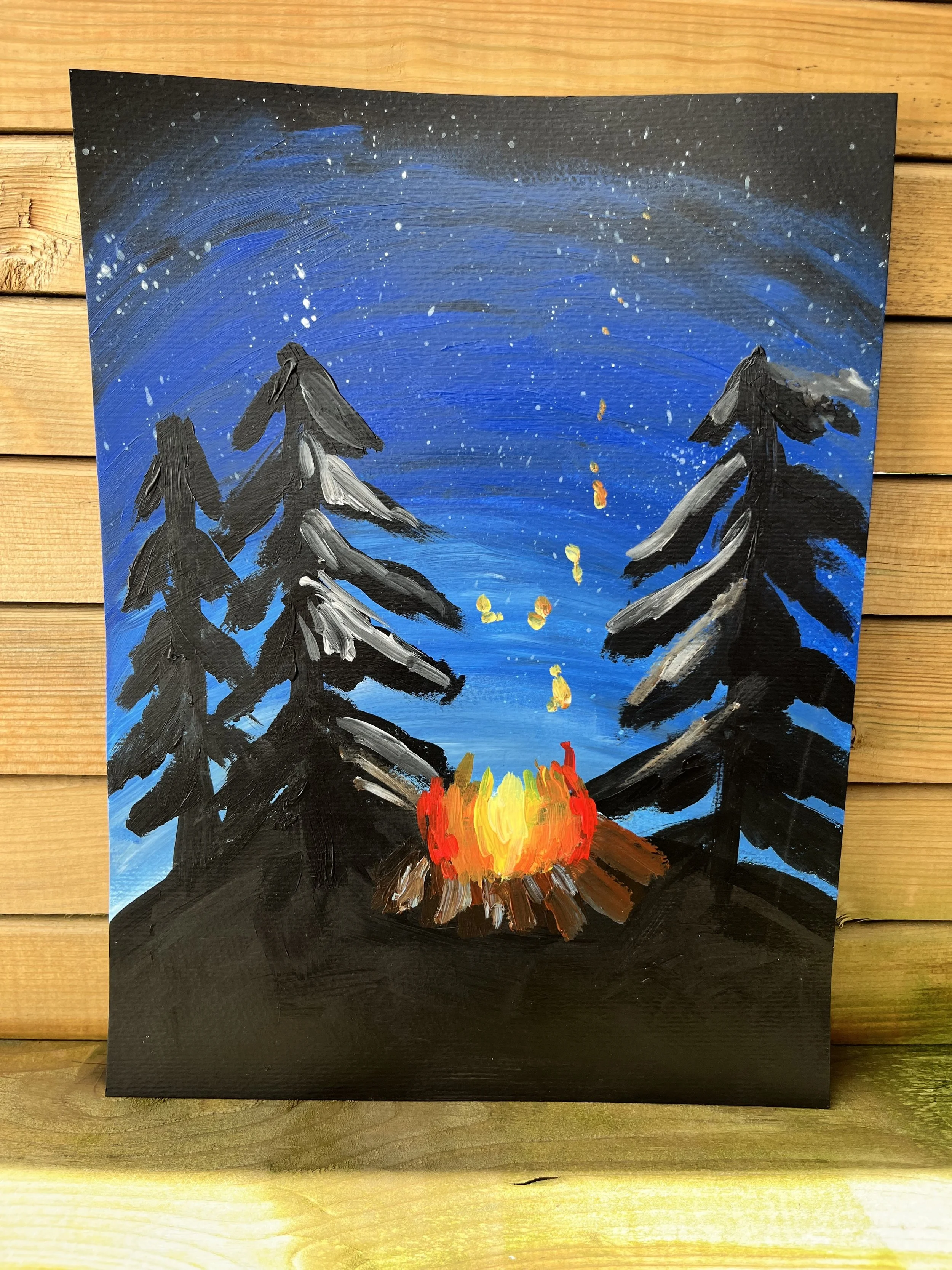 picture of a campfire painting