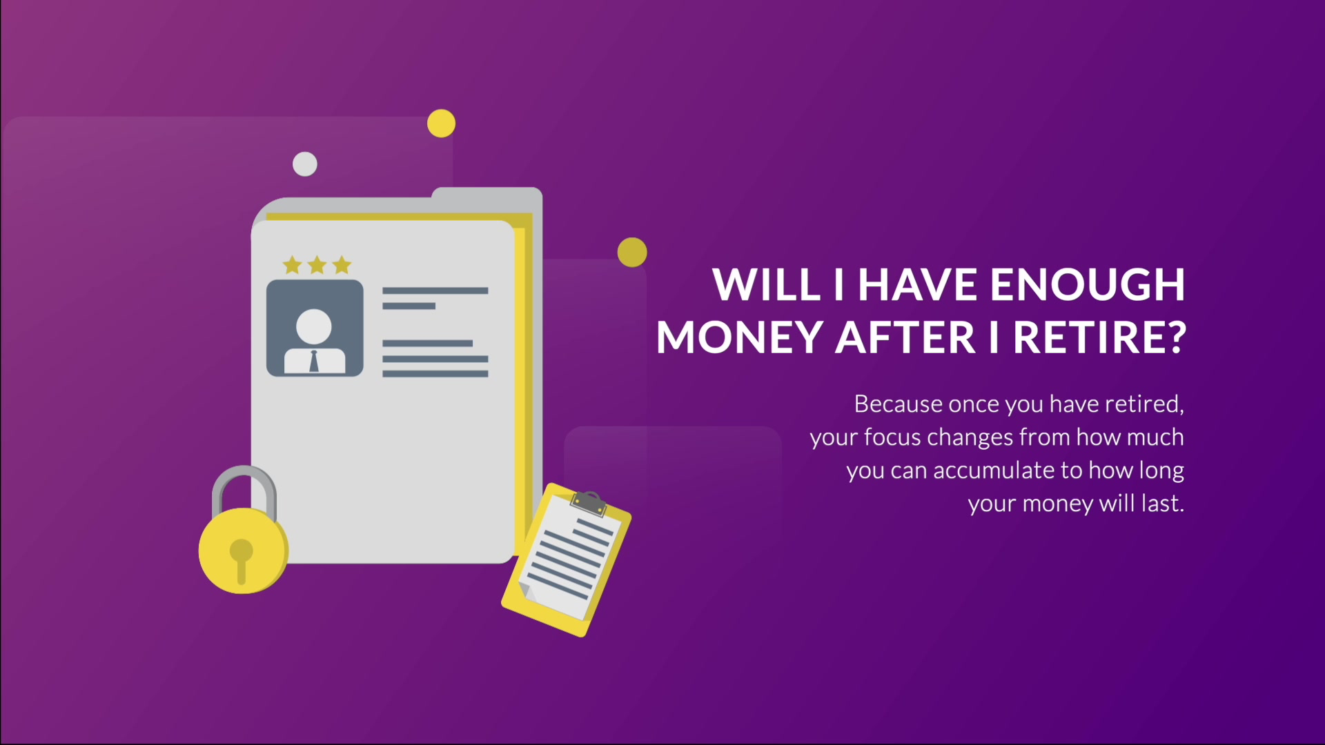                

 
    Will I Have Enough Money After I Retire?&nbsp;Script: (009)   Will I have enough money after I retire? This is probably the most common question I receive as a financial advisor. The key word is "after." Because once you have r