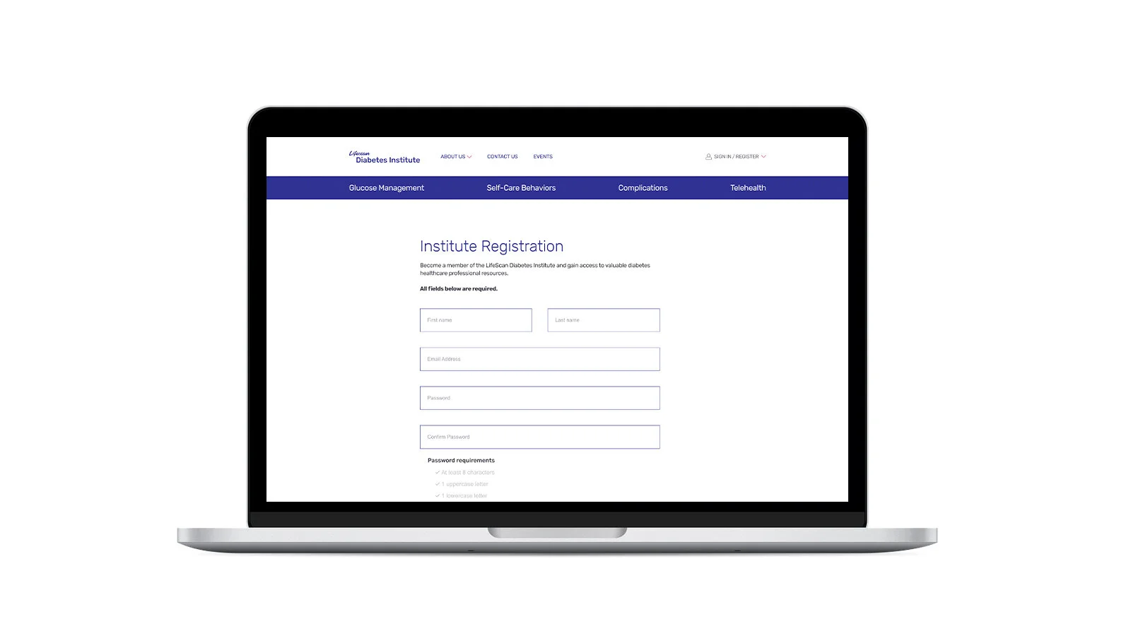 Registration page
