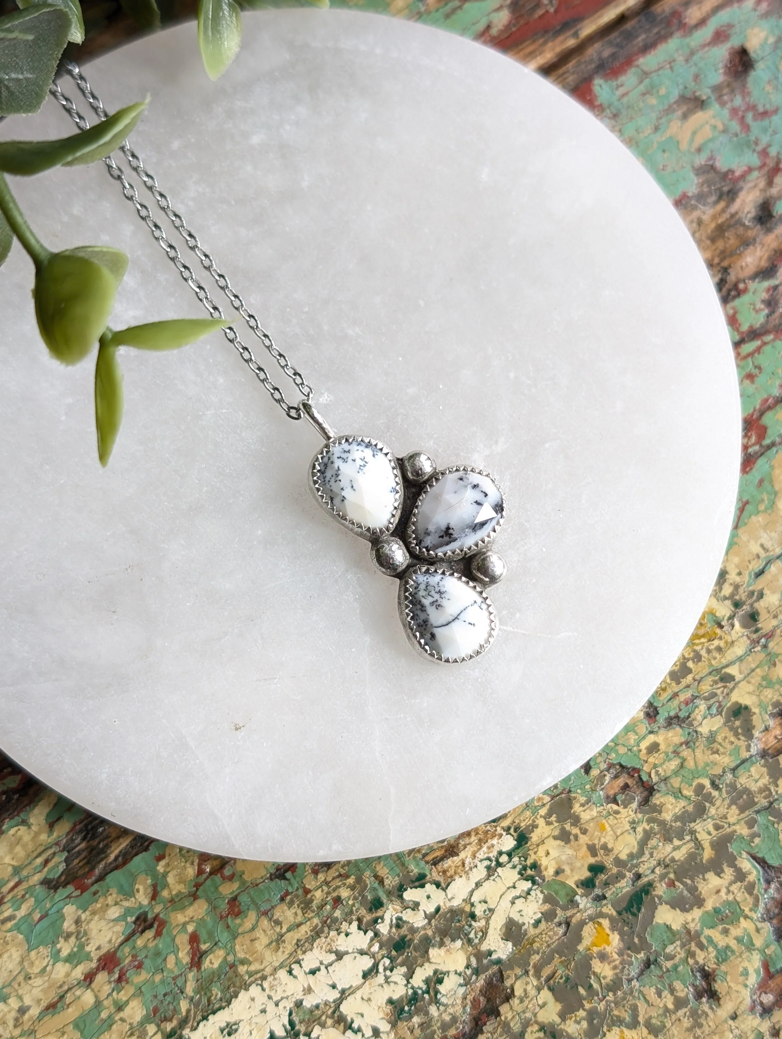 Dendritic Opal Flower Necklace