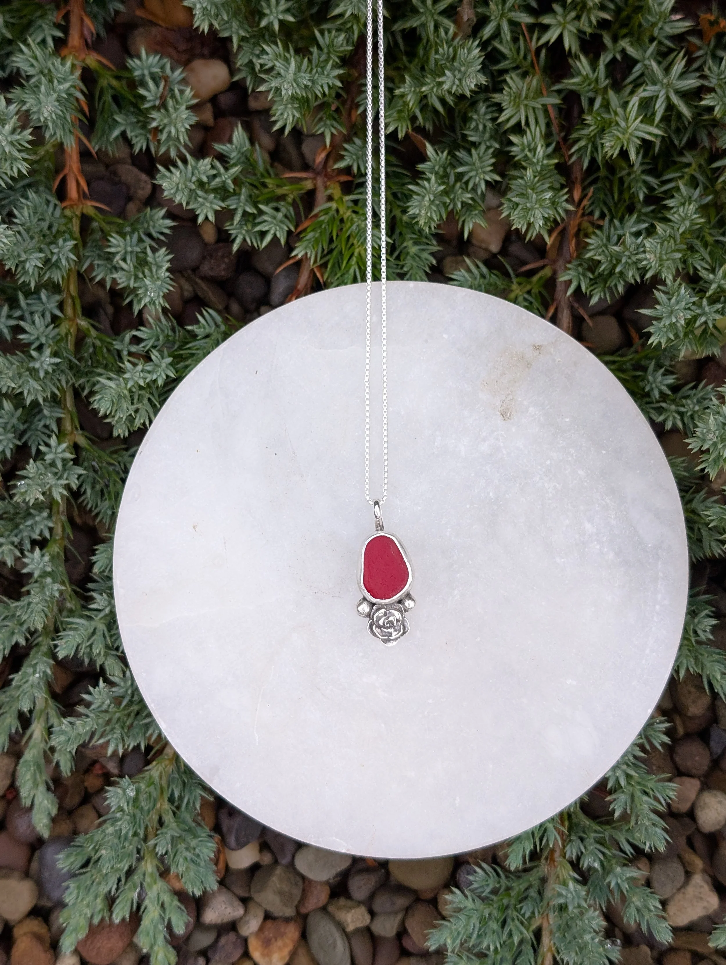 Red Sea Glass & Succulent Necklace